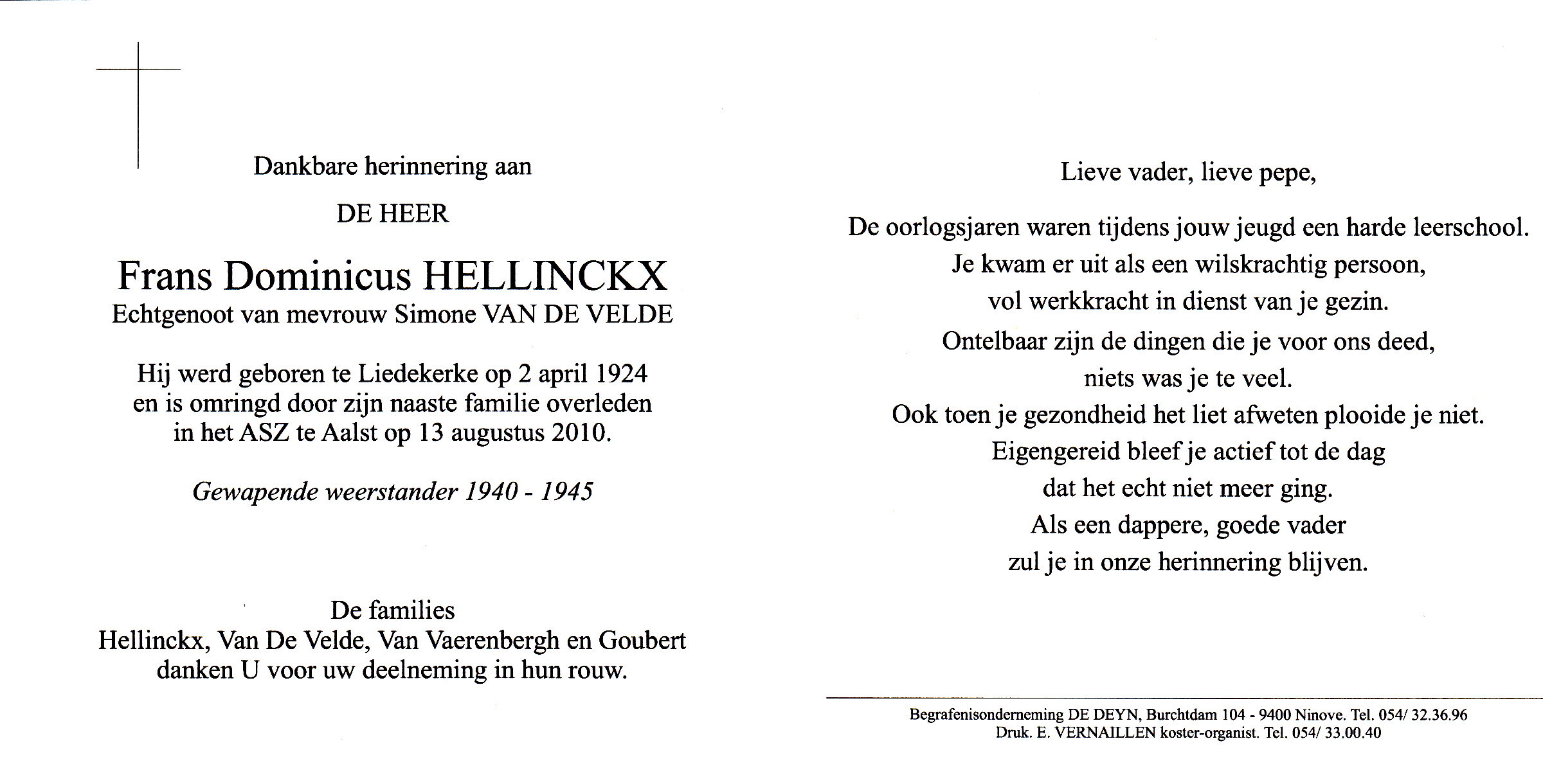 Hellinckx Frans Dominicus