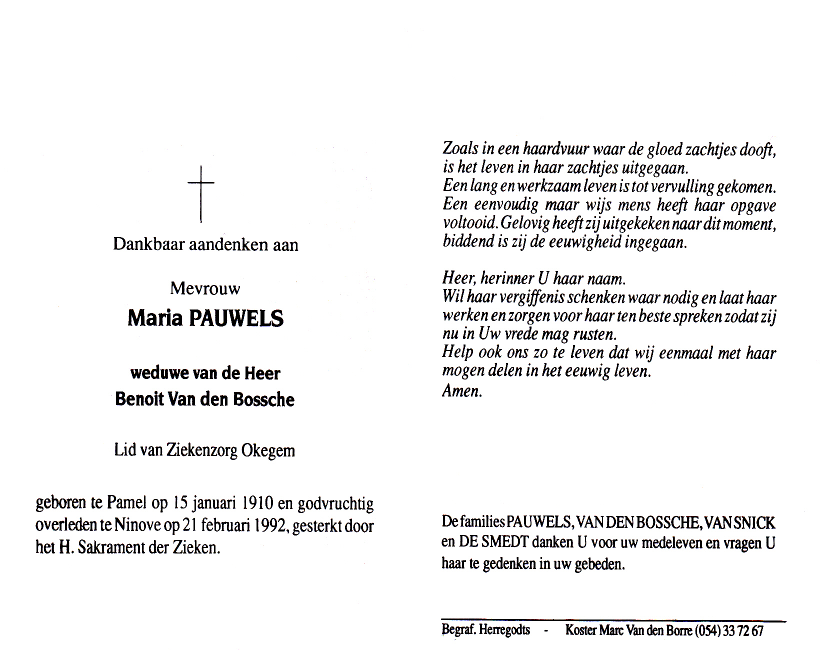 Pauwels Maria (x Van den Bossche)