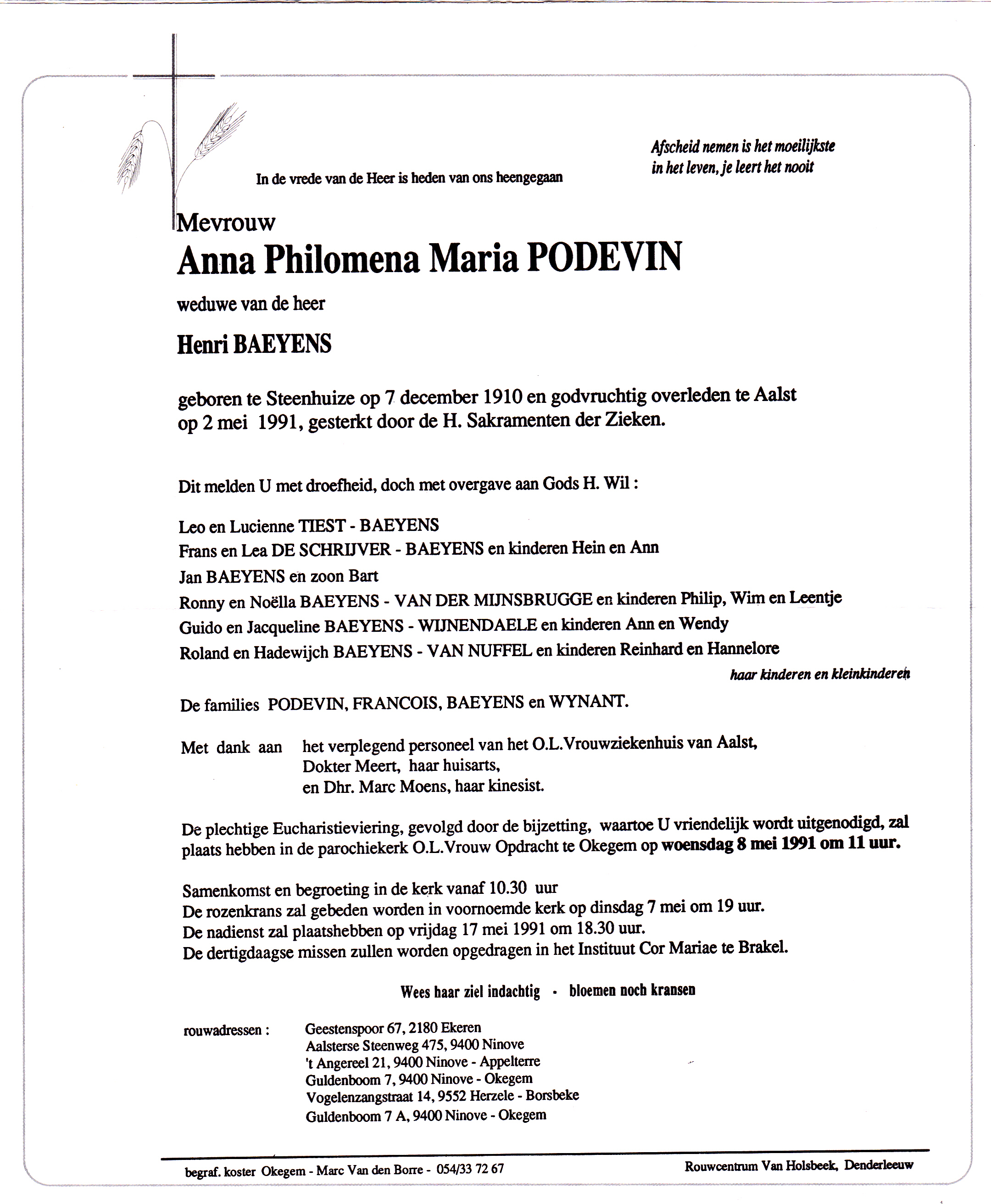 Podevin Anna Philomena Maria 