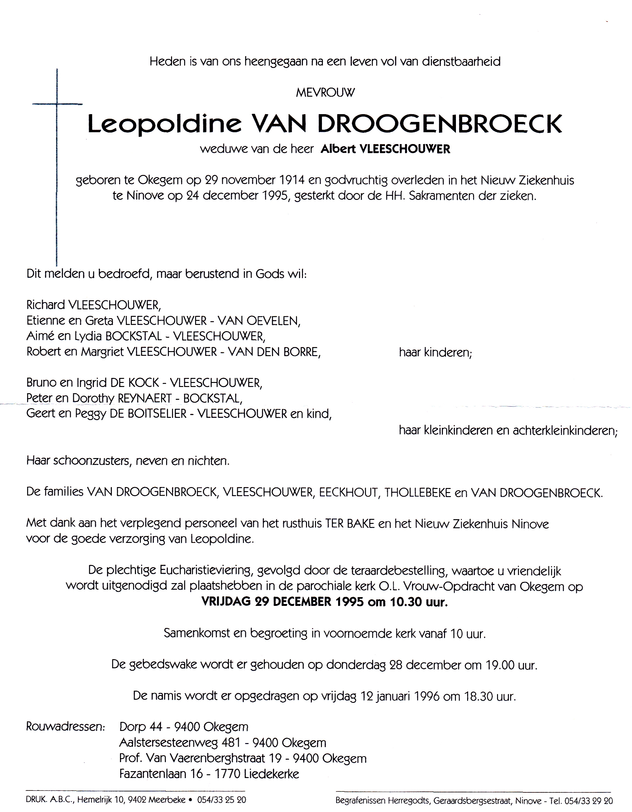 Van Droogenbroeck Leopoldine     