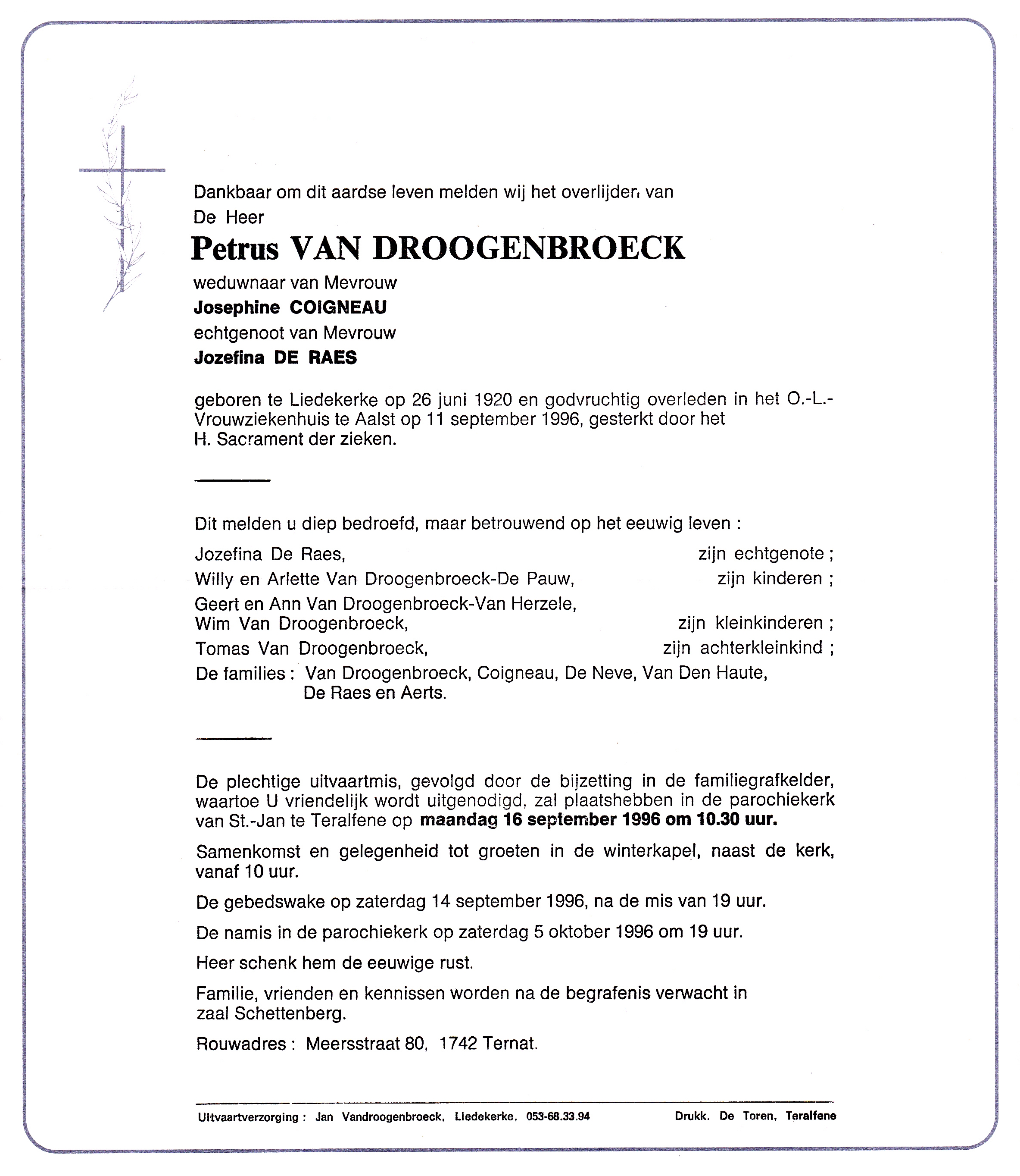 Van Droogenbroeck Petrus (x C,DR)  