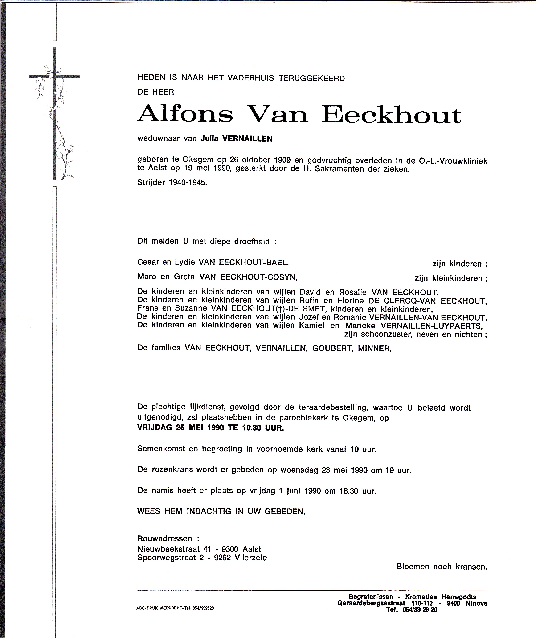 Van Eeckhout Alfons  (x Vernaillen)  