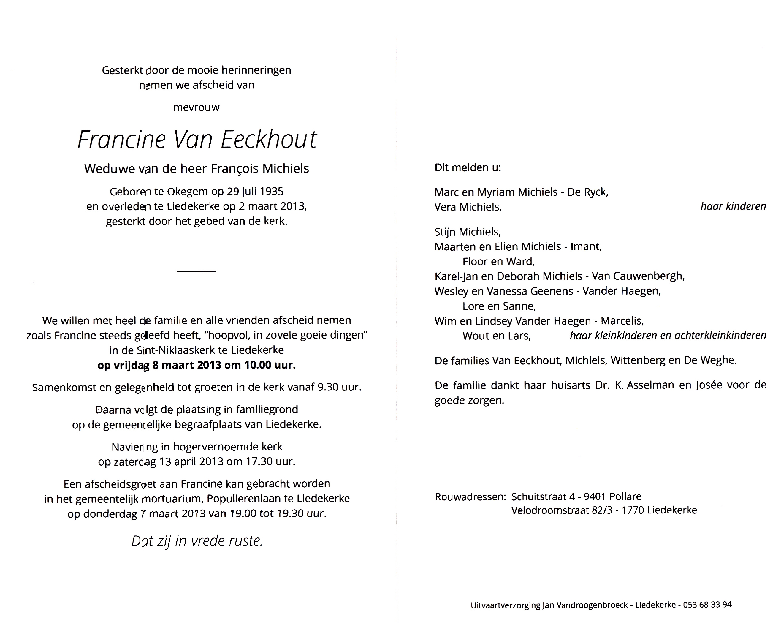 Van Eeckhout Francine  