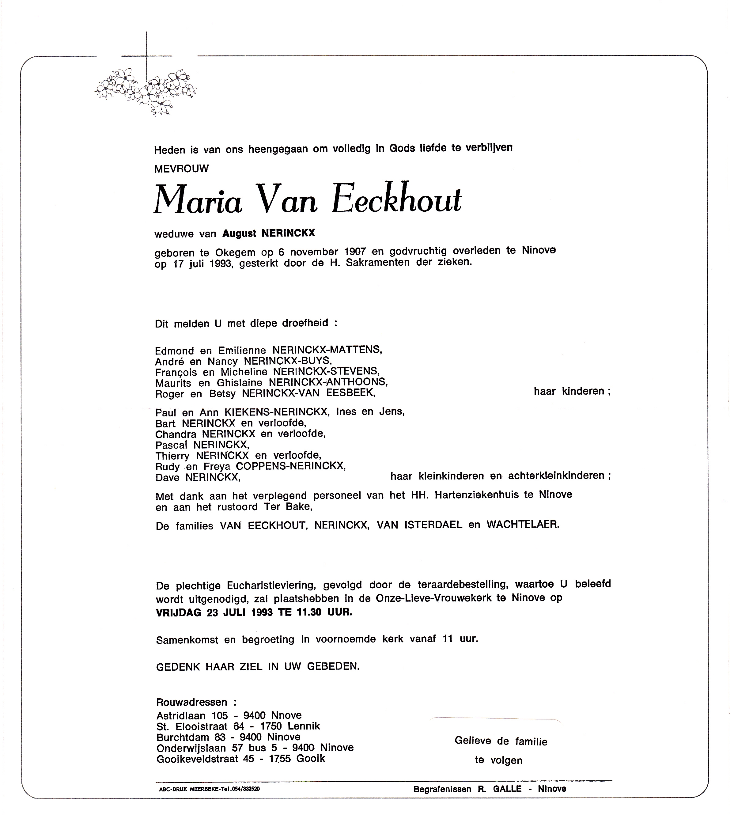 Van Eeckhout Maria (x Nerinckx)   