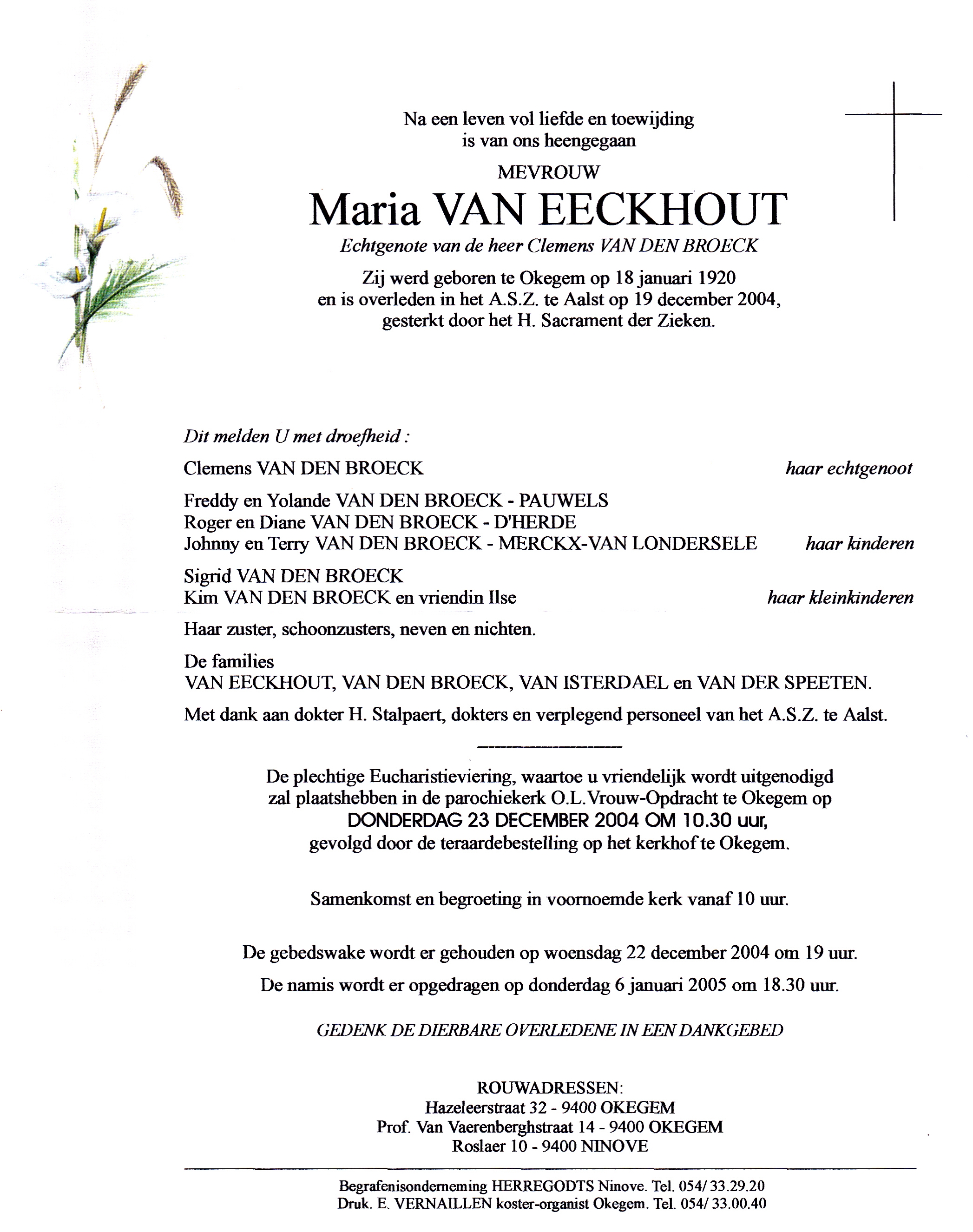 Van Eeckhout Maria (x Van den Droeck)      