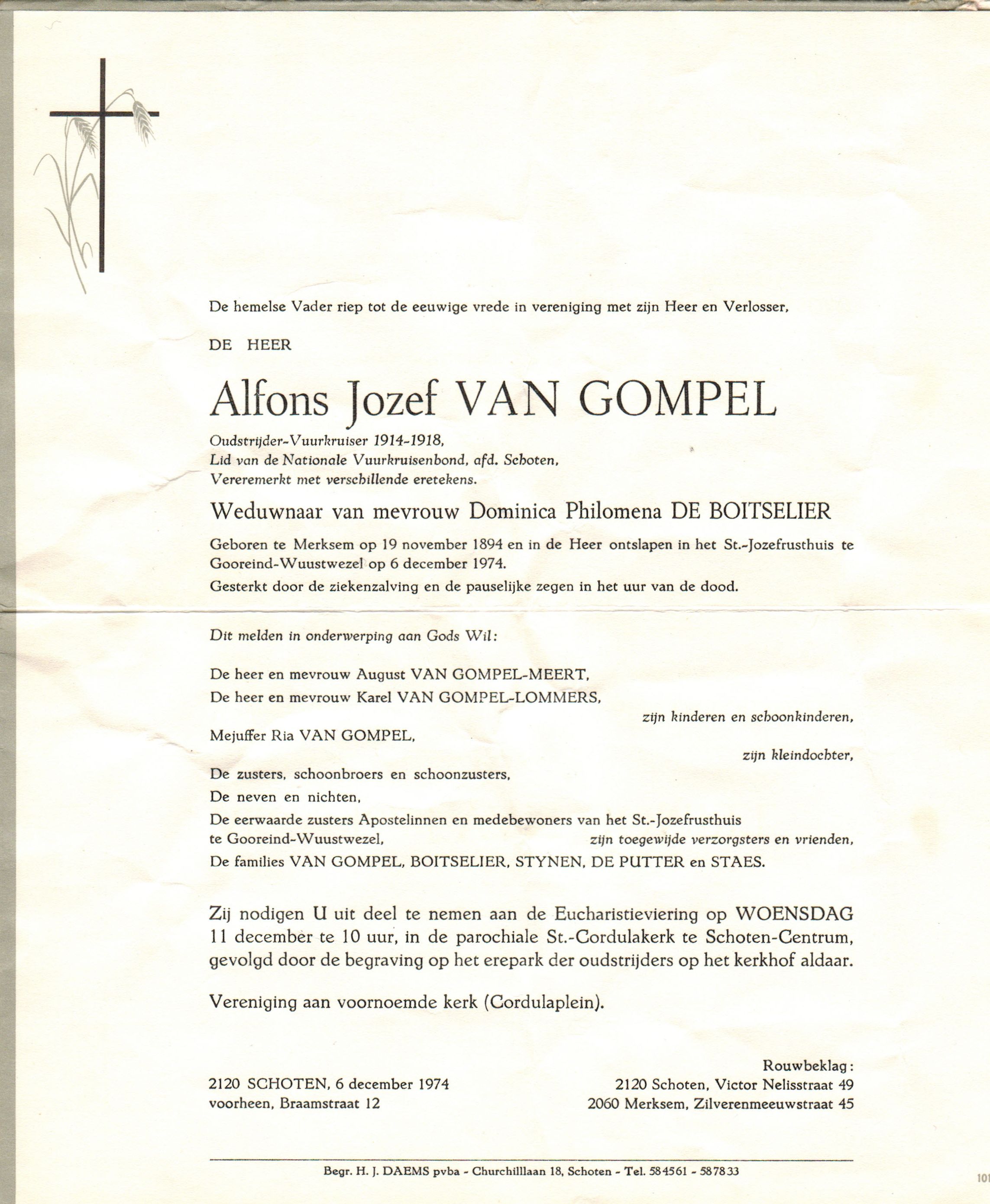 Van Gompel Alfons Jozef