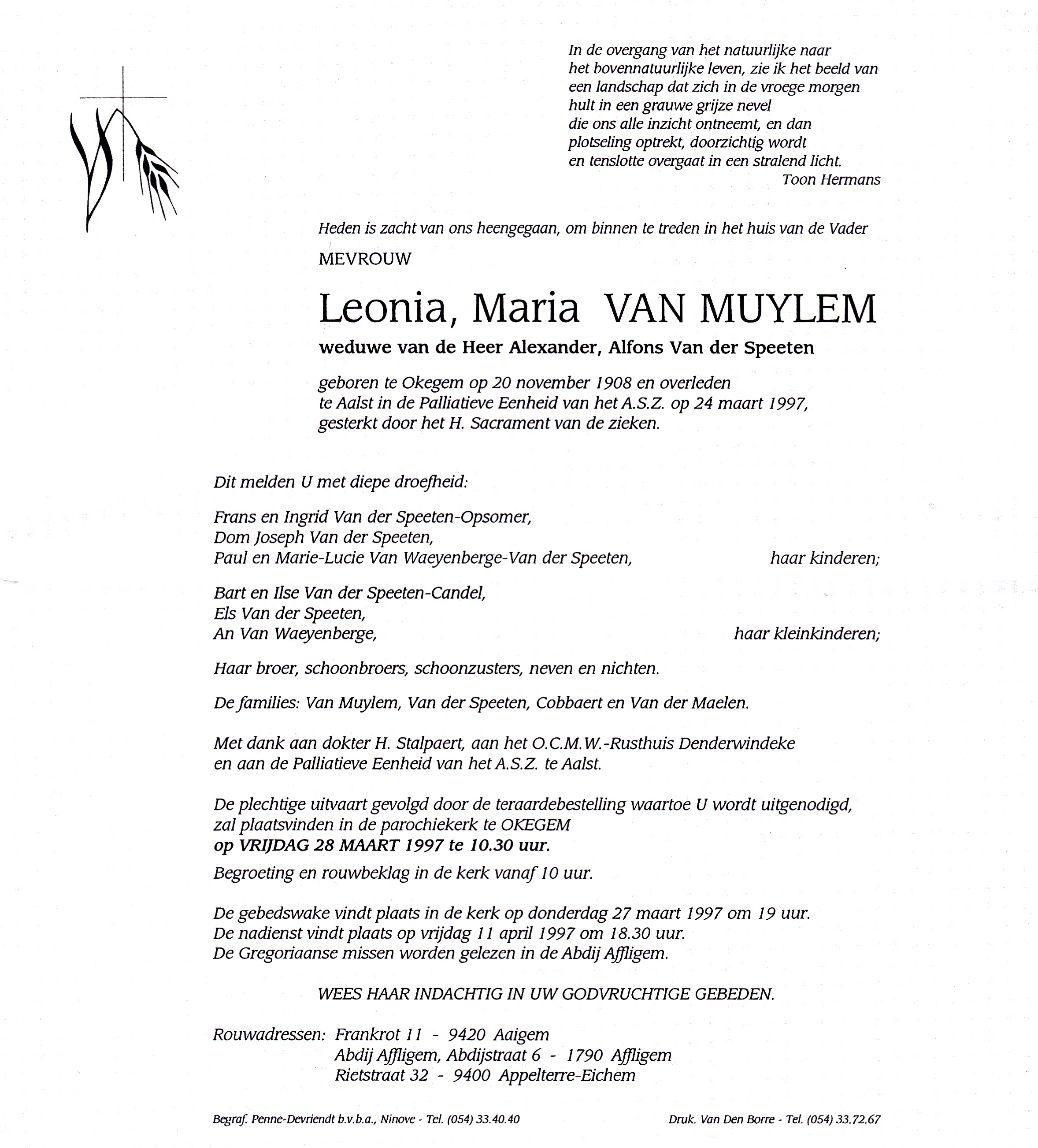 Van Muylem Leonia Maria  
