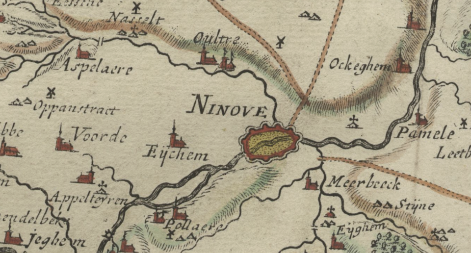 1712 - Okegem en omgeving - Knipsel uit Carte des Pays-Bas - E. H. Fricx
