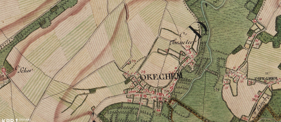 1771–1778 - Okegem en omgeving - Knipsel uit kaart van Graaf de Ferraris