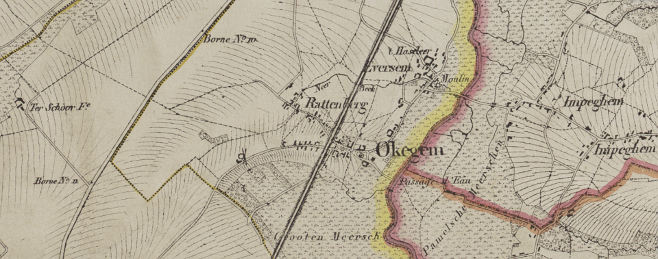 1846-1854 - Okegem  - Knipsel uit Topografische kaart - P. Vandermaelen 