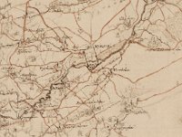 1678 - Okegem en Ninove - Knipsel uit Carte des chemins d'une partie de la Flandre Orientale - J. L. Bolé de Chamlay         Klik op de kaart hierboven om in te zoomen